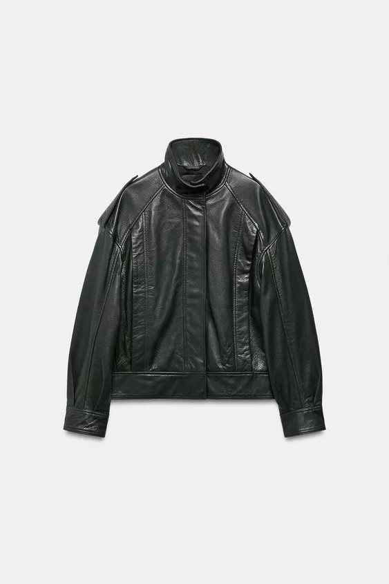 LEATHER BOMBER JACKET ZW COLLECTION LIMITED EDITION | Zara US