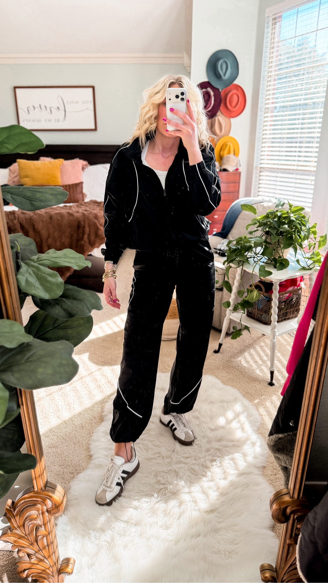 Track set at Walmart 
Great sports mom look 👀 
Jacket fits tts and wearing S
Pants run small through hips and butt—no stretch so size up if carry weight there or in between sizes 
Comes in champagne as well 

#LTKOver40 #LTKTravel #LTKActive