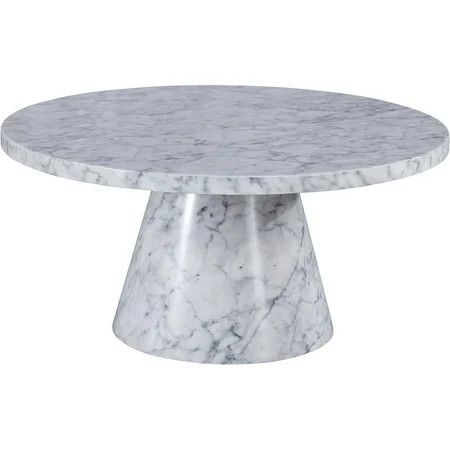Meridian Furniture Omni White Faux Marble 36 Round Coffee Table | Walmart (US)