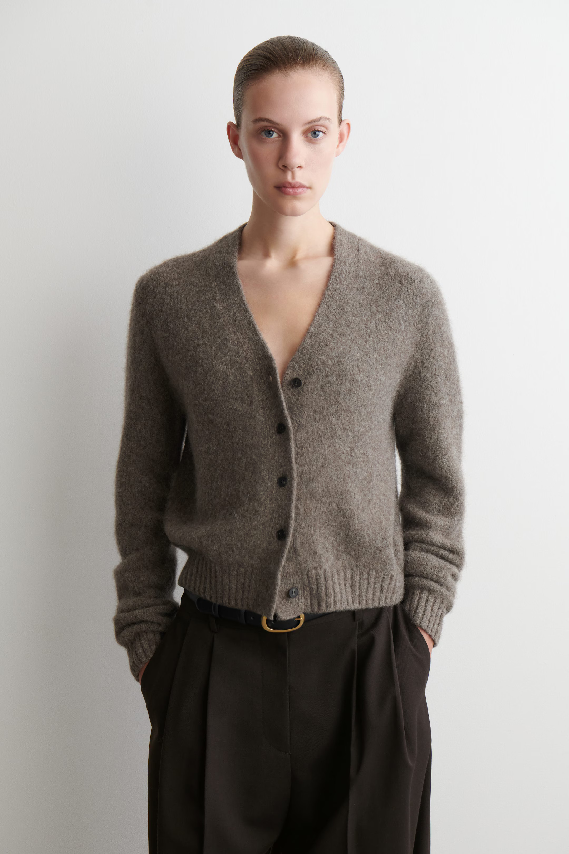 CROPPED ALPACA-BLEND CARDIGAN - TAUPE MÉLANGE | COS US | COS (EU)