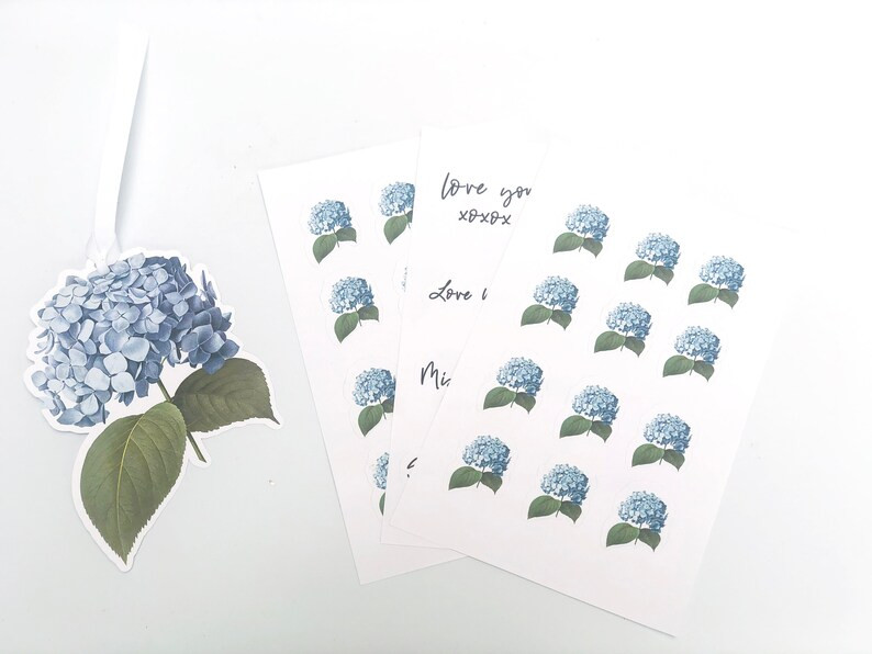 Blue Hydrangea Sticker Sheets | Sticker Pack | Cute Stickers | Journal Stickers | Happy Planner |... | Etsy (US)