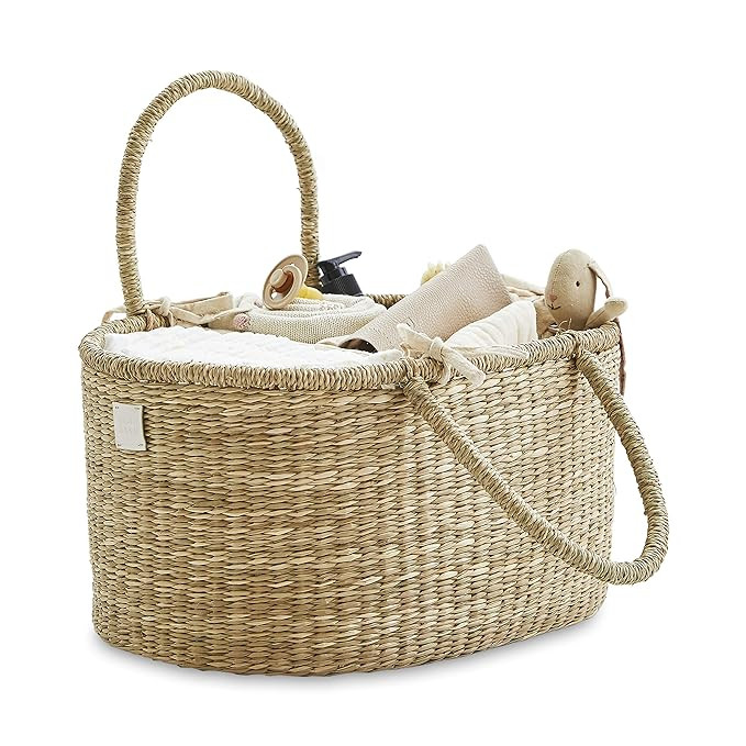 Bebe Bask Baby Diaper Caddy Organizer in Organic Seagrass w Removable Divider. This Luxury Diaper... | Amazon (US)