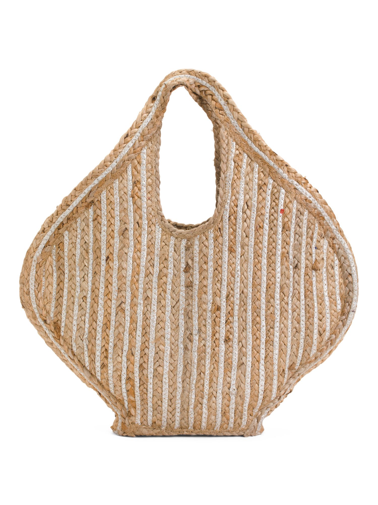 Spring Jute Stripe Tote With Top Handles | TJ Maxx