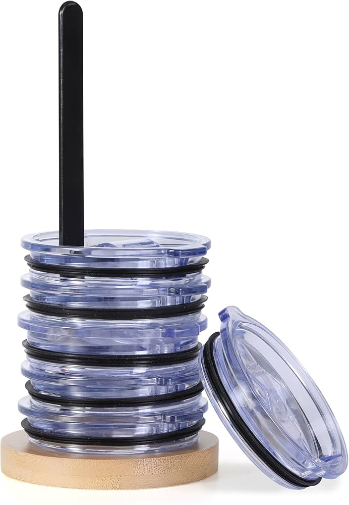 ZUJJAFY Bamboo Tumbler Lid Organizer - Vertical Storage for Up to 10 Cup Lids, Clutter-Free Kitch... | Amazon (US)