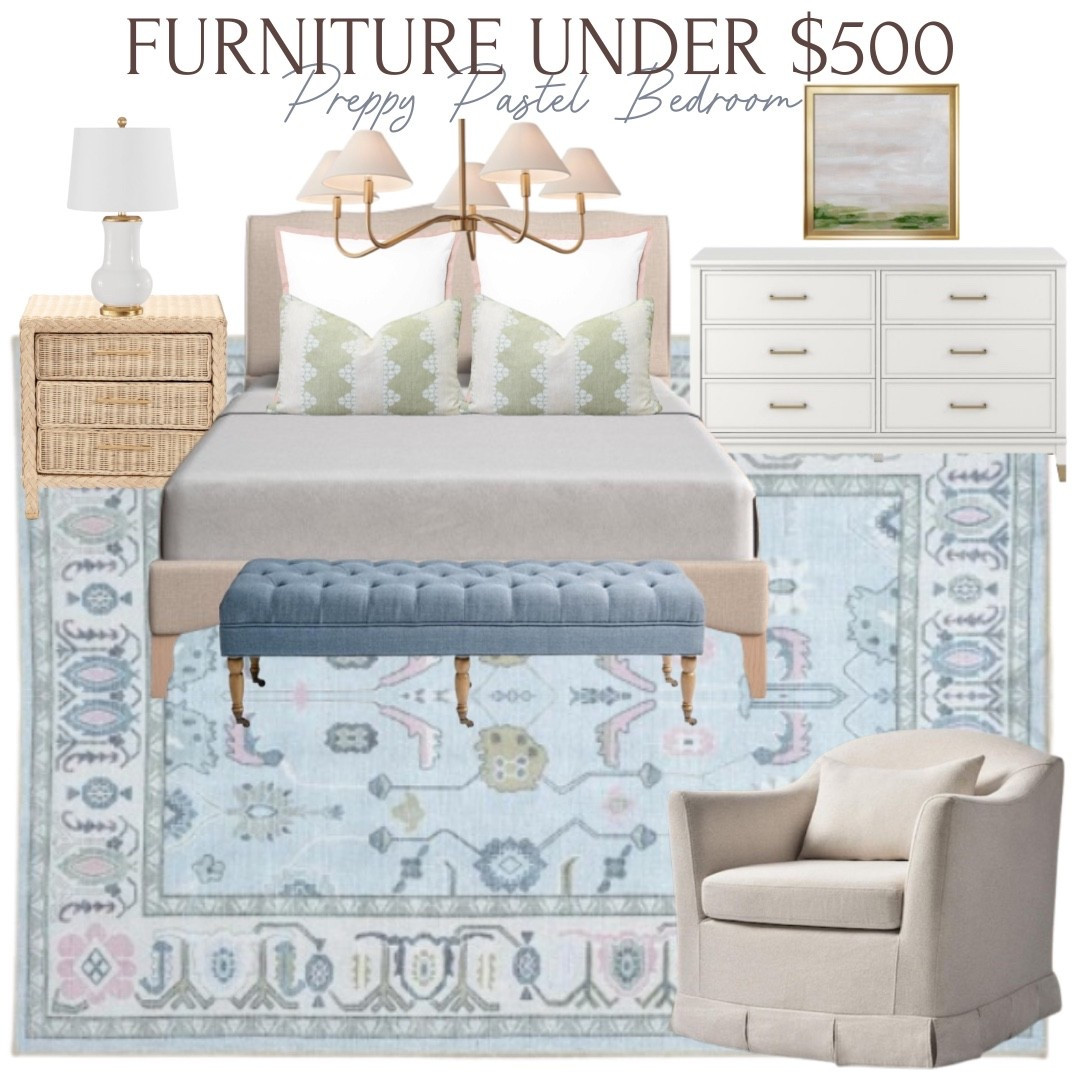 A perfectly preppy, pastel bedroom design using all furniture finds under $500 💗

#LTKHome #LTKSaleAlert #LTKFindsUnder100