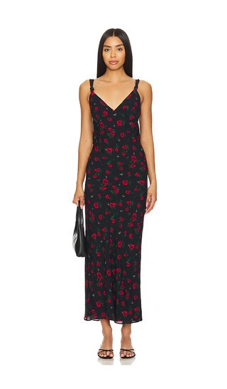 Eliana Midi Dress in Black & Red | Revolve Clothing (Global)