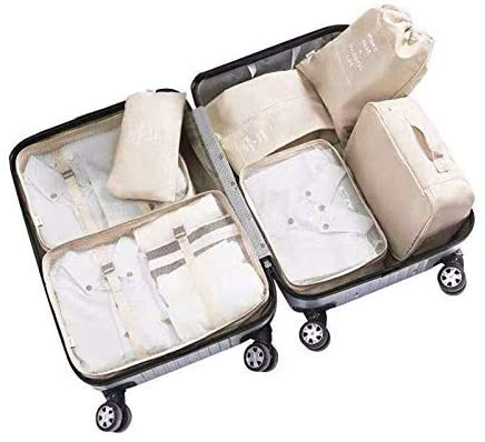 Adwaita 6 Set Packing Cubes, Travel Luggage Packing Organizers (Ivory) | Amazon (US)