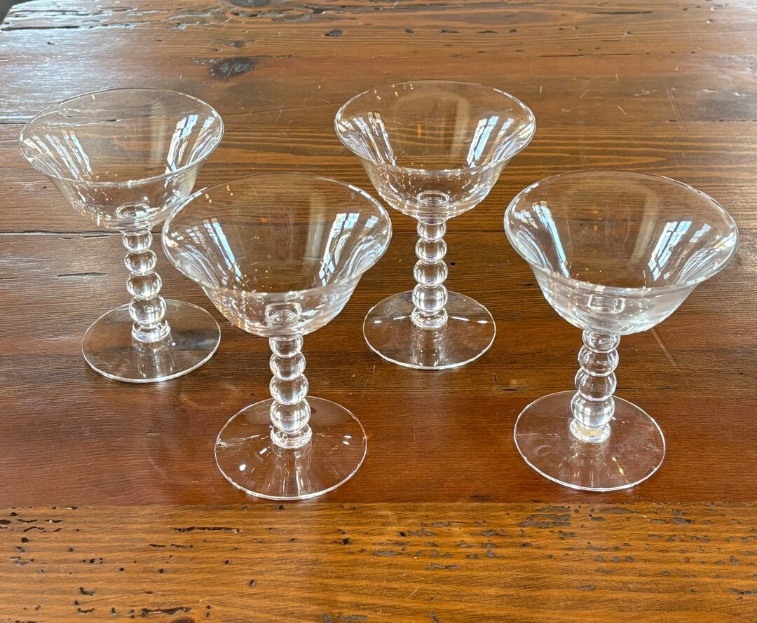 Vintage Imperial Glass Candlewick Bubble Stemmed Champagne Coupes set of 4, Champagne Glasses, Im... | Etsy (US)