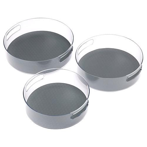 Improvements 3-piece Clear High Wall Turntables - Gray/Grey | HSN