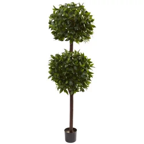 Nearly Natural 6' Sweet Bay Double Ball Artificial Topiary, Green | Walmart (US)