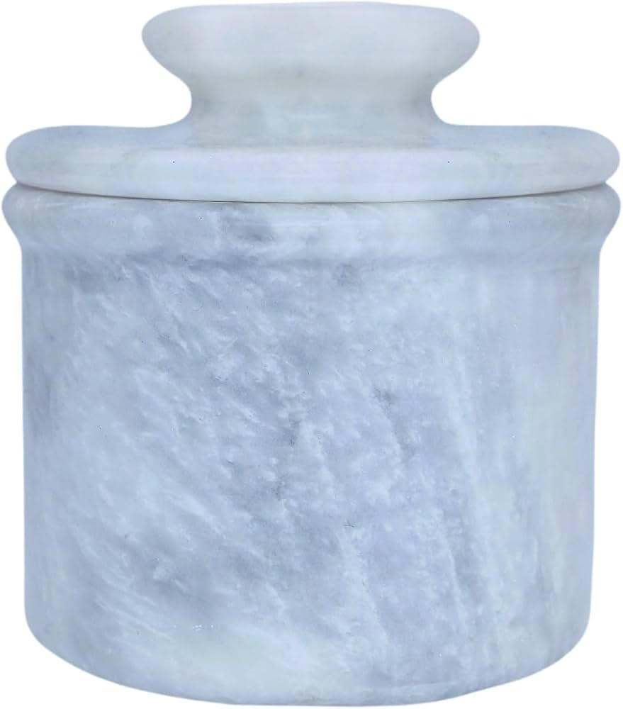 White Marble Butter Keeper with Lid | Soft Spreadable French Butter Crock for Countertop | Home a... | Amazon (US)