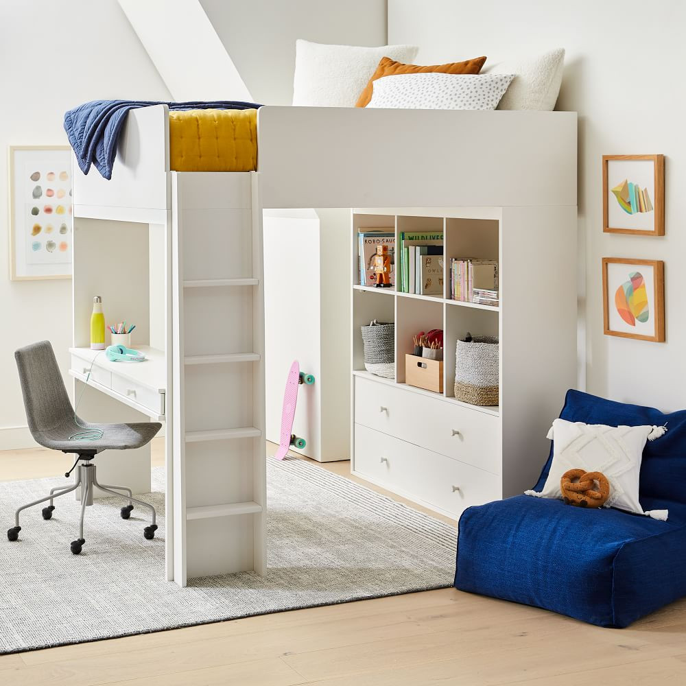 Milo Full Loft Bed w/ Desk - White | West Elm (US)