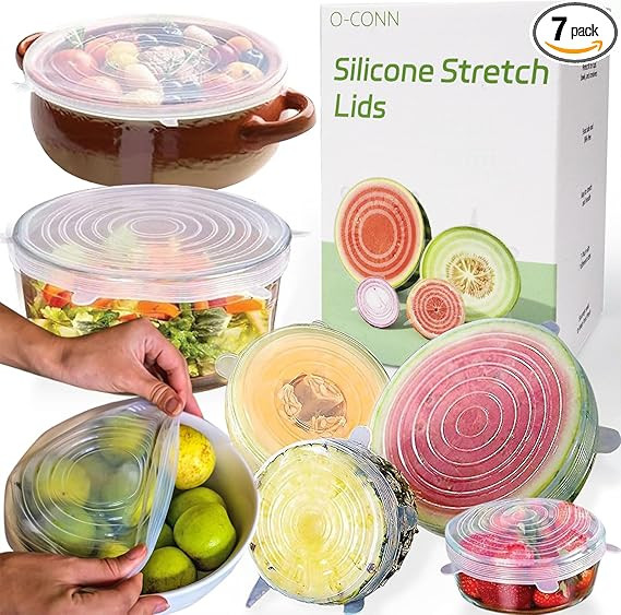 Reusable Silicone Stretch Lids for Food Storage – Elastic Bowl Covers Fit Round & Rectangle Con... | Amazon (US)