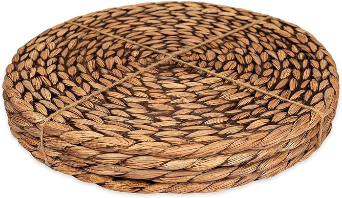 CENBOSS Woven Placemats (11.8" Set of 4, Brown Wash) Round Placemat, Wicker Place mats, Rattan Pl... | Amazon (US)