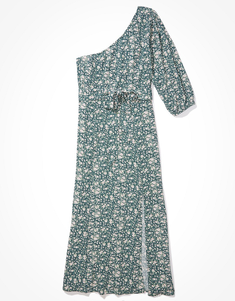 AE One Shoulder Slit Midi Dress | American Eagle Outfitters (US & CA)