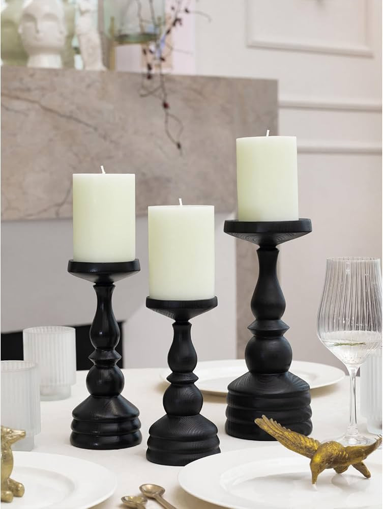 CANDWAX 3x4 inch Pillar Candles Set of 3 – Unscented Dripless Rustic Ivory Candles for Home Dec... | Amazon (US)