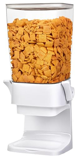 Cereal Dispenser Countertop,5.5L Cereal Containers Storage Dispenser for Pantry,Dry Food Storage Rice Containers,Candy Dispenser,Snack Organizer Machine for Grains, Nuts,Oatmeal, Pet Food White | Amazon (US)