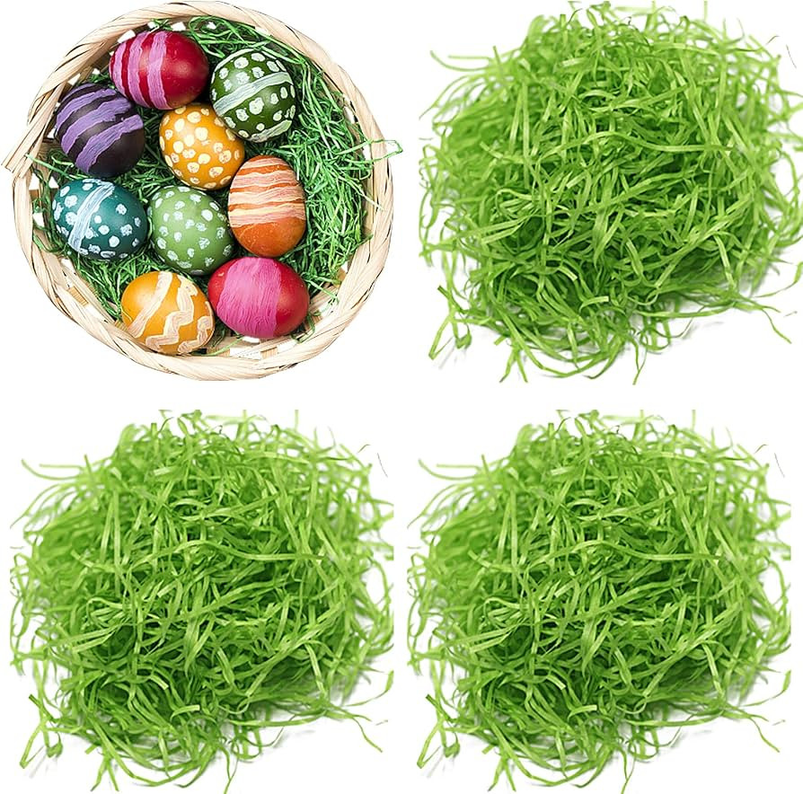 Hikkcos 1/2 LB Easter Green Grass Large Pack Green Raffia Grass Recyclable Shred Paper for Gift B... | Amazon (US)
