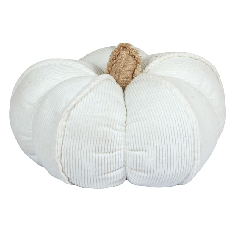 White Corduroy Pumpkin Shaped Throw Pillow, 16" | At Home