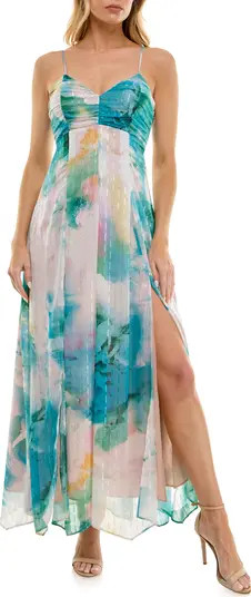 Socialite Asymmetric Metallic Chiffon Gown | Nordstrom | Nordstrom