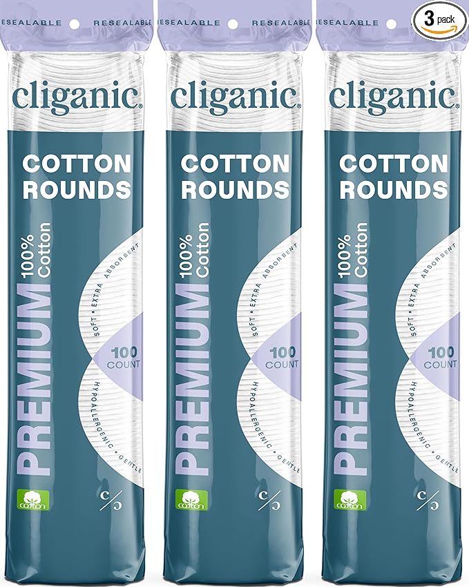 Cliganic Premium Cotton Rounds for Face (300 Count) - Makeup Remover Pads, Hypoallergenic, Lint-F... | Amazon (US)