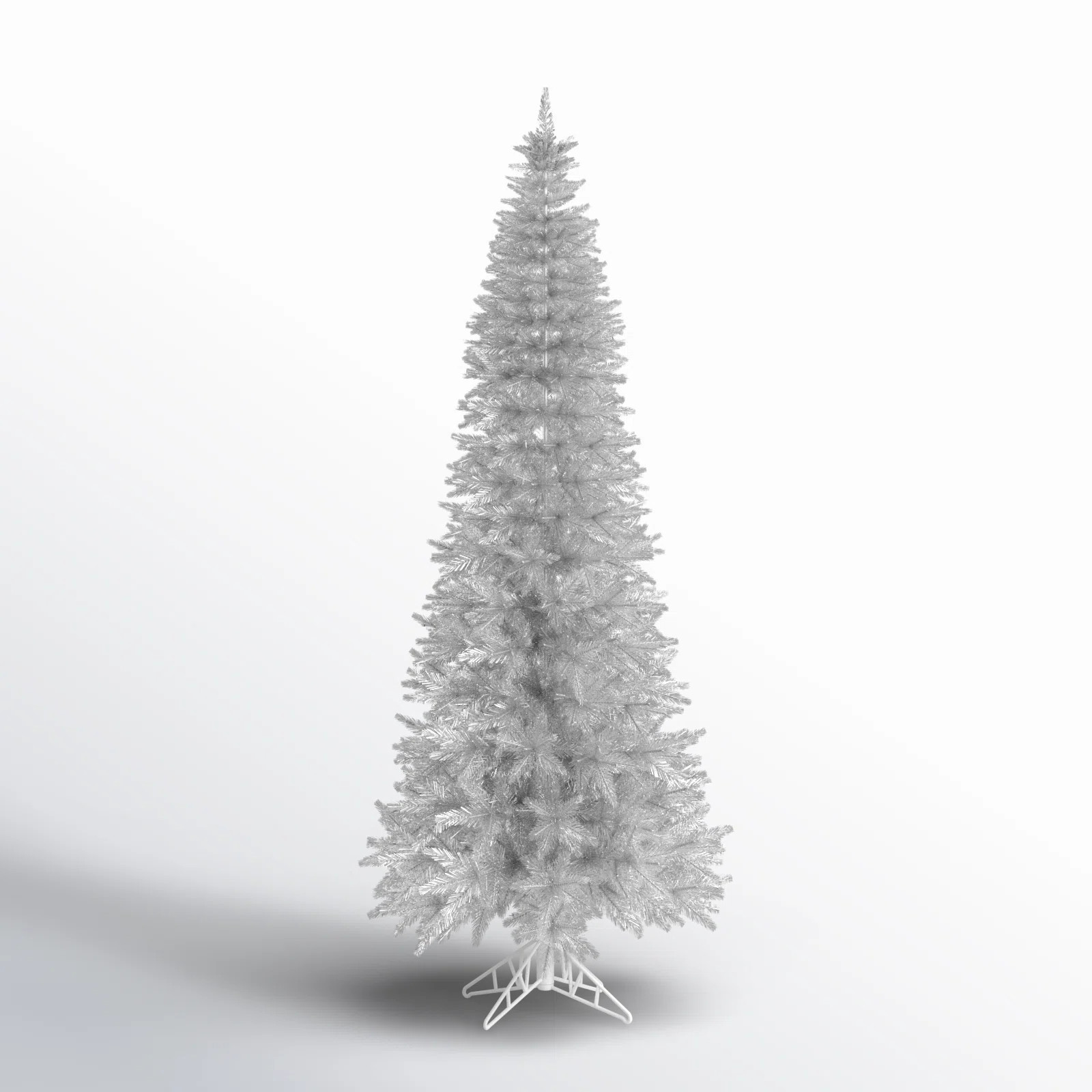 Silver Tinsel Fir Slim Artificial Christmas Tree | Joss & Main