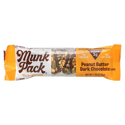 Munk Pack, Nut & Seed Bar, Peanut Butter Dark Chocolate, 1.23 oz (35 g) | iHerb