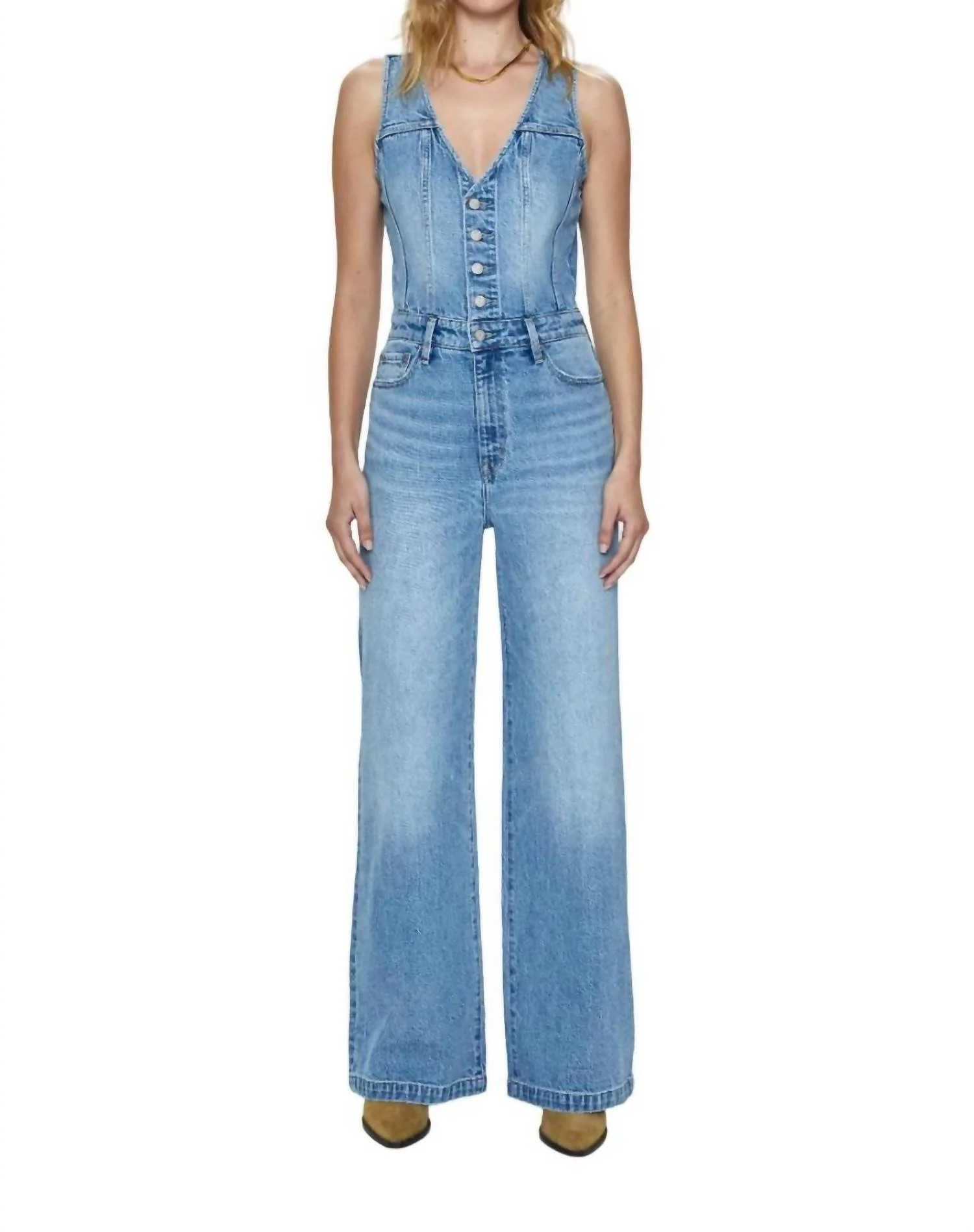 Aria Fitted Vest Jumpsuit In Essence | Shop Simon