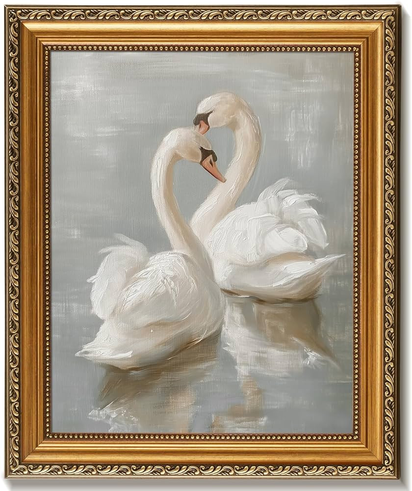 Vodefoad Vintage Gold Framed Wall Art Prints Decor Classical Swan Canvas Oil Painting Poster Past... | Amazon (US)