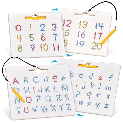 GAMENOTE Double Sided Magnetic Letter & Number Board Set - Alphabet & Numbers Tracing Board for Toddlers, ABC Uppercase & Lowercase Practicing, Math Learning, Educational Toys for Kids | Amazon (US)