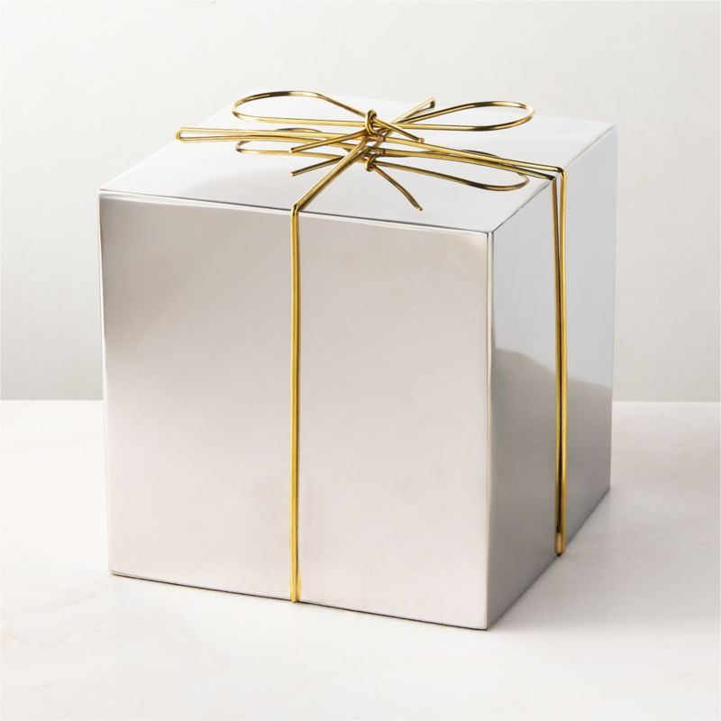 Two-Tone Silver Decorative Present 7" | CB2