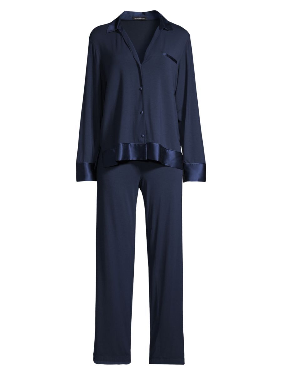 Natori Notch 2-Piece Silk-Blend Pajama Set | Saks Fifth Avenue (UK)