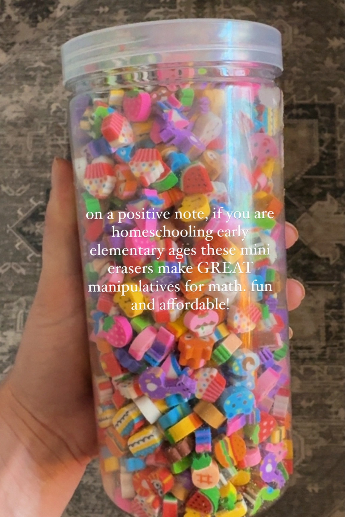 Mini erasers for homeschool math manipulatives! Great for early elementary and preschool learning! #homeschool #schoolsupplies 

#LTKFamily #LTKBacktoSchool #LTKKids