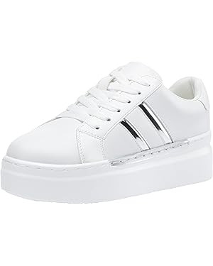 Jeossy Women's Platform Chunky White Casual Sneakers, Comfort 8028 Trendy Sneakers So Light Weigh... | Amazon (US)