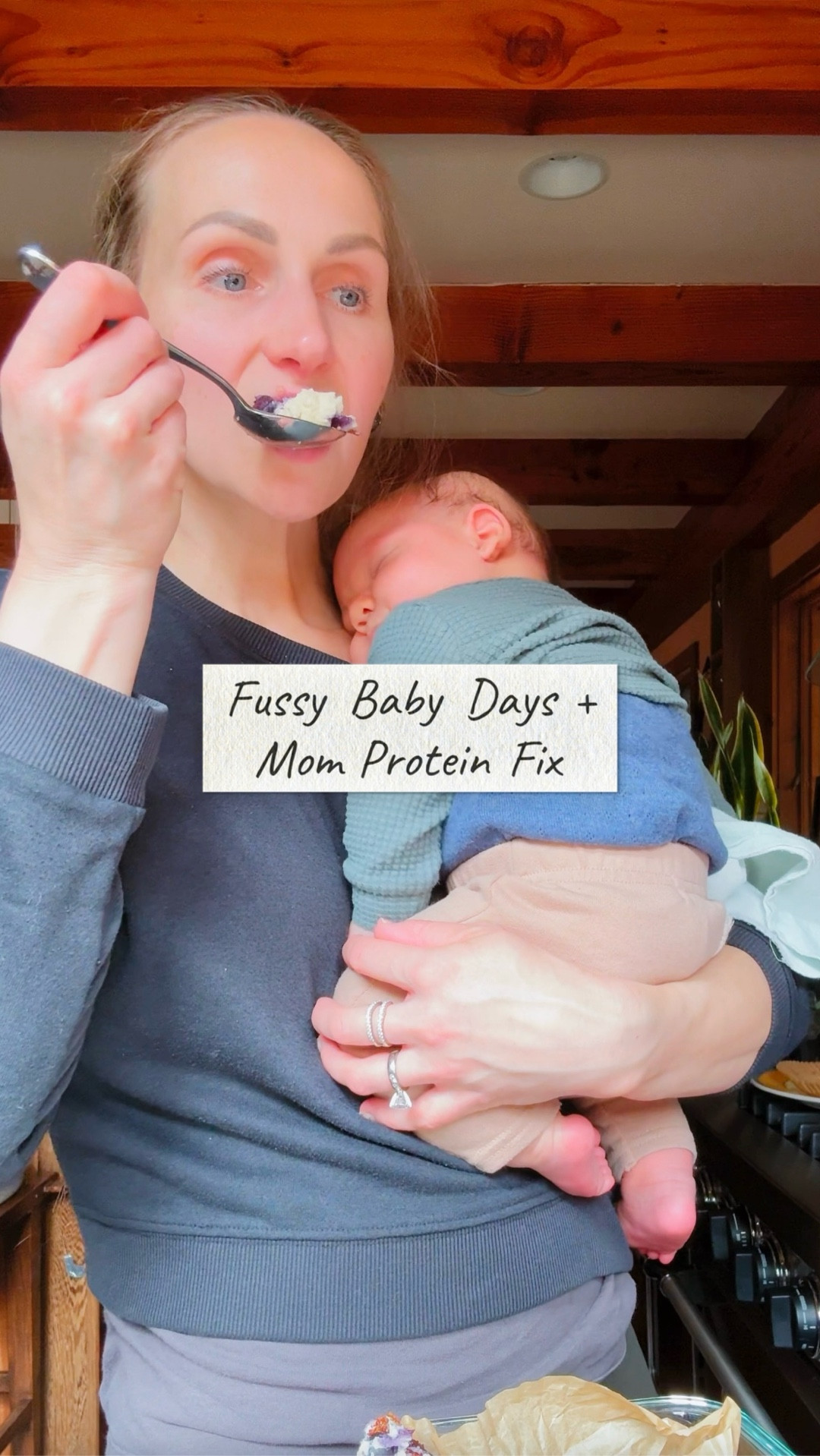 This has been my go-to lately 👇🏼

Throw into a bowl (or Pyrex):
• 120g Greek yogurt
• 1 egg
• ~80 ml milk of choice (I used unsweetened almond milk)
• 30g flour (I used low carb, but regular, oat, almond, or whatever you have on hand works too)
• Sweetener of choice (I used powdered monk fruit)
• Blueberries or chocolate chips (I did half and half 🍫🫐😌)
• A little baking powder

Mix it well (fork is fine, or use a blender if you want it smoother),
pour into a lined dish, bake at 350° for 30 min

Hot, simple, high-protein… and yes, you can eat it with one hand 😅

Also—real life, I’m not holding him 24/7. When he’s not extra fussy, these are a few things that help me actually get this done without losing my mind.

Linked what I use 👇🏼

#momlife #newmomlife #busymom #fussybaby #realmomlife
#highproteinmeals #easyrecipes #quickmeals #healthyhabits
#simplemeals #proteinrecipes #momfuel #postpartumlife
#ltkitchen #ltkfood #ltkmoms #ltkhome #ltkfit

#LTKBaby #LTKmomlife #LTKfoodie