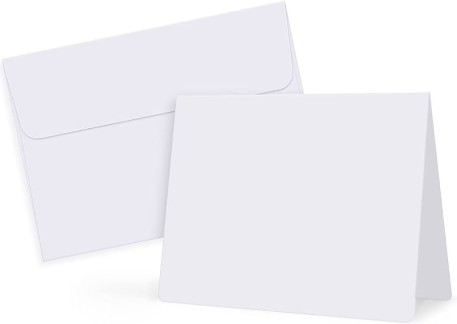 Eupako White Blank Cards with A7 Envelopes 100 Pack, 5x7 Heavyweight Folded Cardstock and 5.25x7.... | Amazon (US)