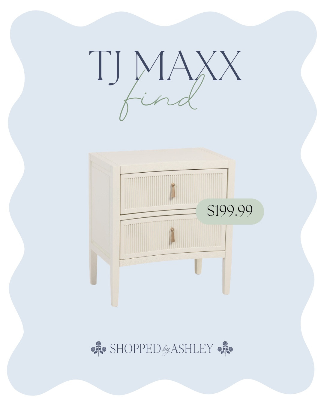 This Lillian August nightstand was just added online at TJ Maxx with free shipping when you use code SHIP89! It’s very similar to the 3 drawer version I found in the store at HomeGoods! 

HomeGoods find, TJ Maxx find, curved nightstand, classic furniture, classic decor, Grandmillennial, Grandmillennial furniture 

#LTKStyleTip #LTKHome
