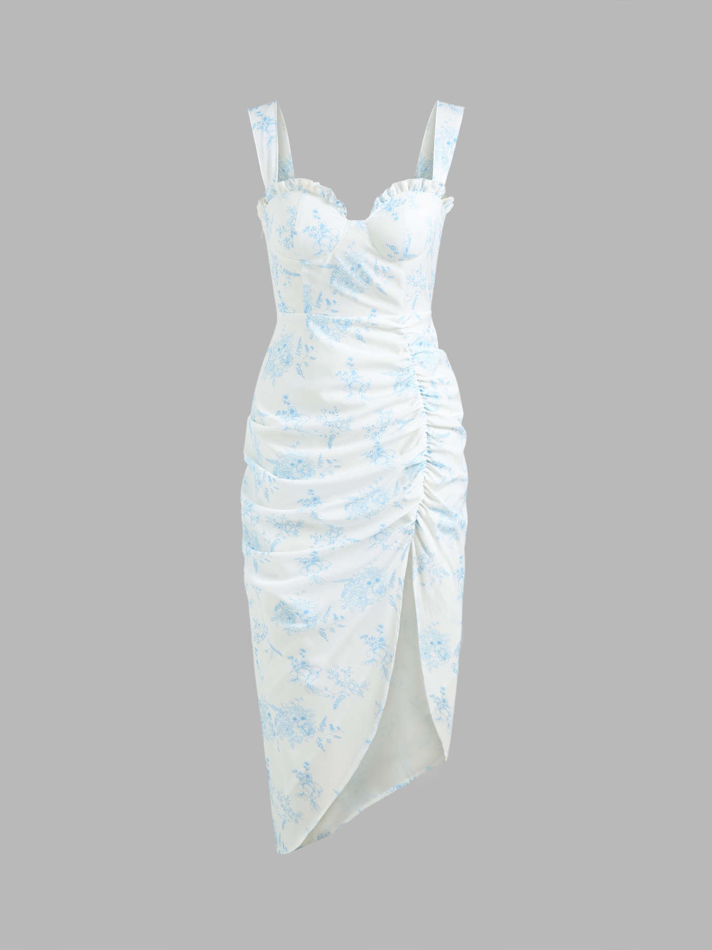 Floral Ruffle Toile de Jouy Midi Dress | Cider