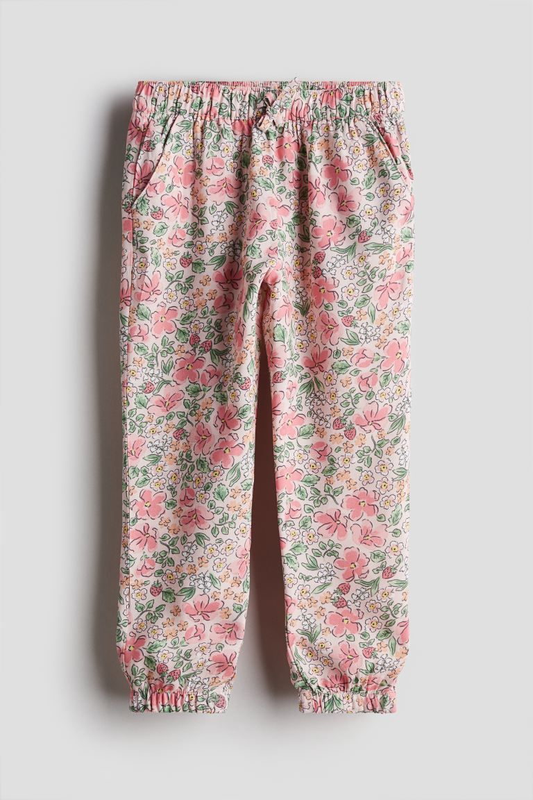 Woven Joggers - Light pink/floral - Kids | H&M US | H&M (US + CA)