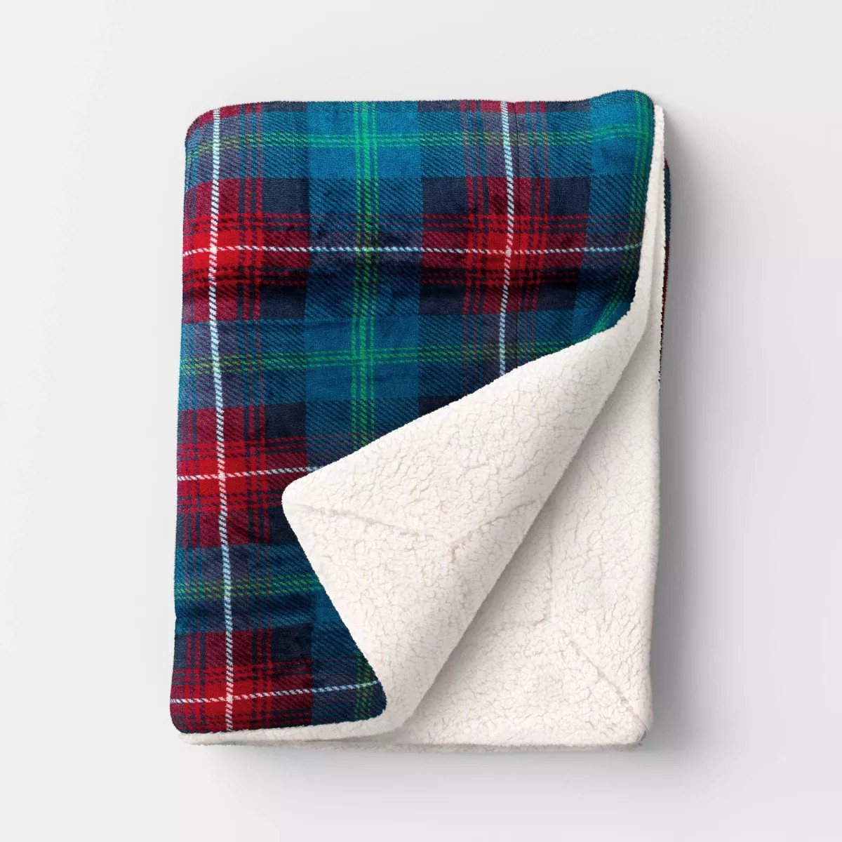 Plaid Plush Throw Blanket with Faux Shearling Reverse - Threshold™ | Target