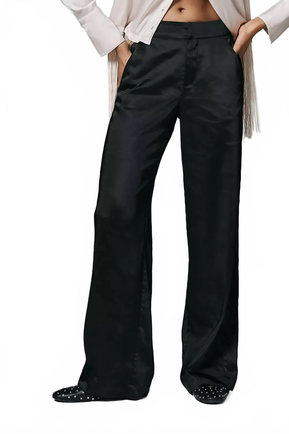 Modern Satin Trouser In Black | Shop Simon