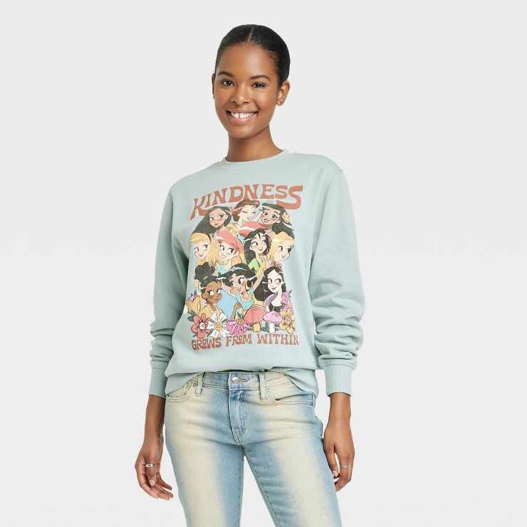 Women's Disney Kindness Grows From Within Graphic Sweatshirt - Sage Green | Target