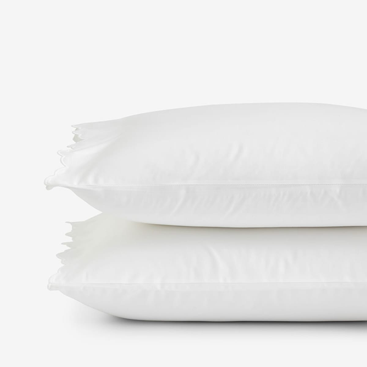 Embroidered Scallop Classic Smooth Sateen Solid Pillowcase Set - White, Standard | The Company Store