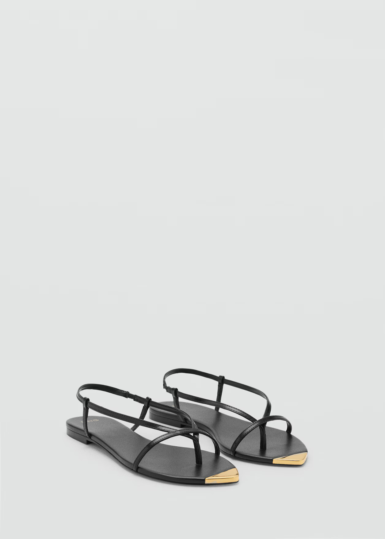 Leather sandals with strap and contrasting toe - Women | MANGO United Kingdom | MANGO (UK)