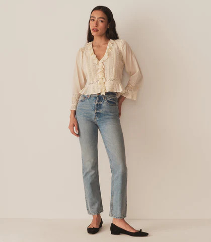 D�?EN Eldoris Top -- Alabaster - Size - Xl Cotton Button Up Feminine Victorian | DOEN