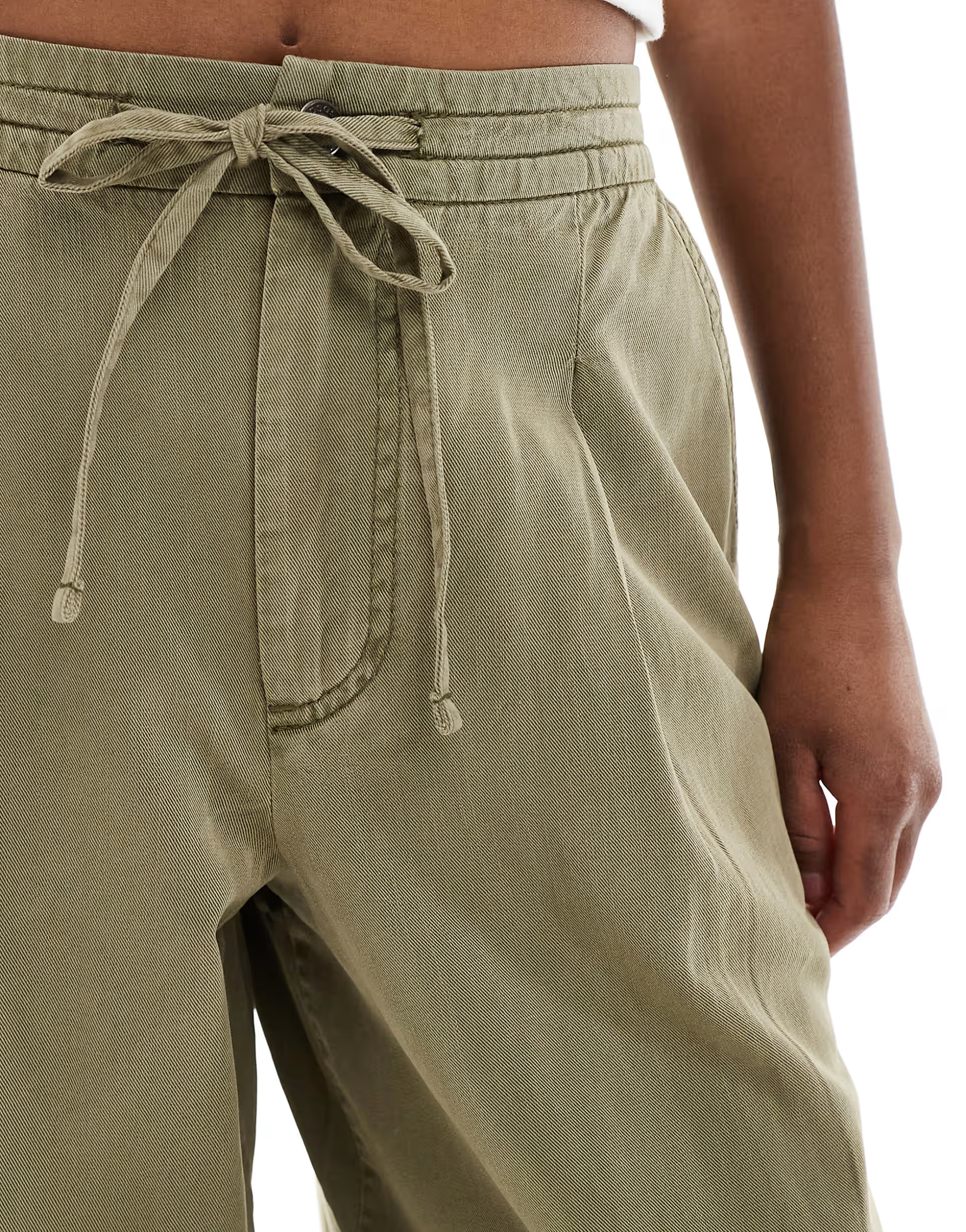 ASOS DESIGN soft wide leg trousers in washed khaki | ASOS (Global)