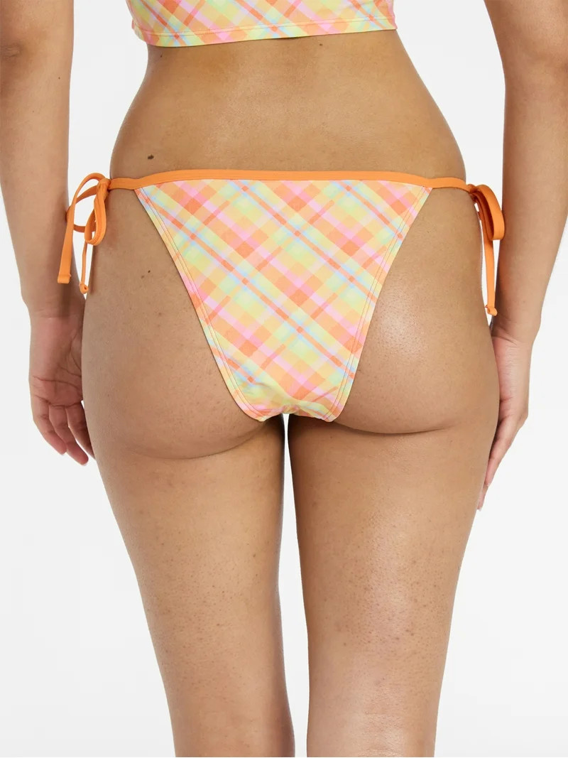 No Boundaries Plaid Print Side Tie Bikini Bottoms, Women’s XXS-XXL | Walmart (US)