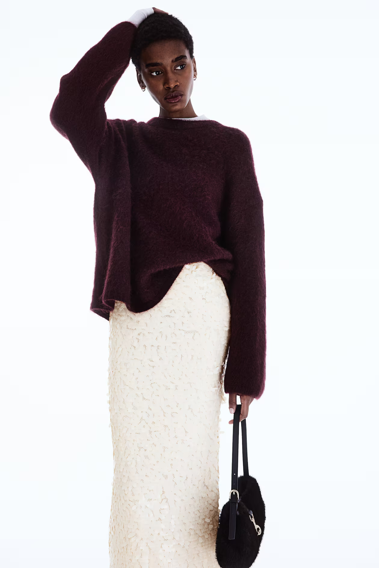 Sequined Midi Skirt - Cream - Ladies | H&M CA | H&M (US + CA)