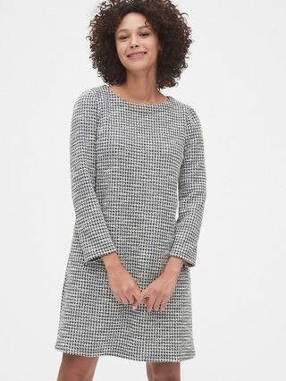Houndstooth Tweed Zip Pocket Puff-Sleeve Dress | Gap (CA)