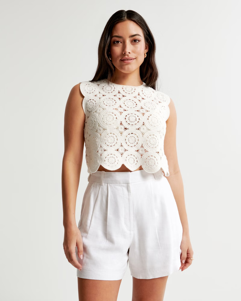 Curve Love A&F Sloane Tailored Linen-Blend Short | Abercrombie & Fitch (US)